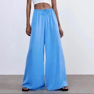 New With Tags Zara Satin Wide Leg Palazzo Pants